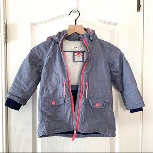 H&M toddler girls hooded padded rain repellent coat